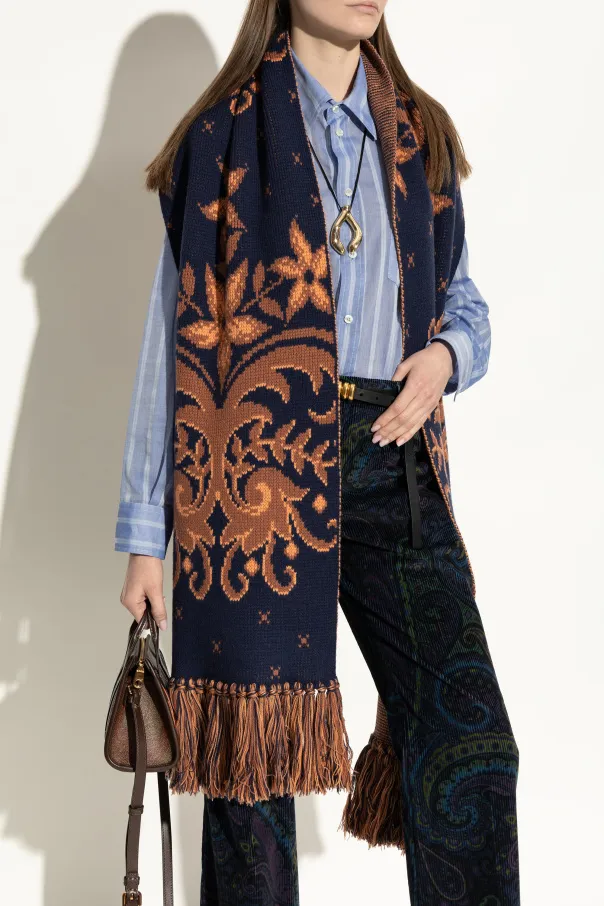 Patterned Fringed Scarf
