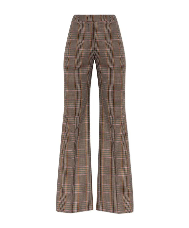 Plaid Pattern Wide-Leg Trousers