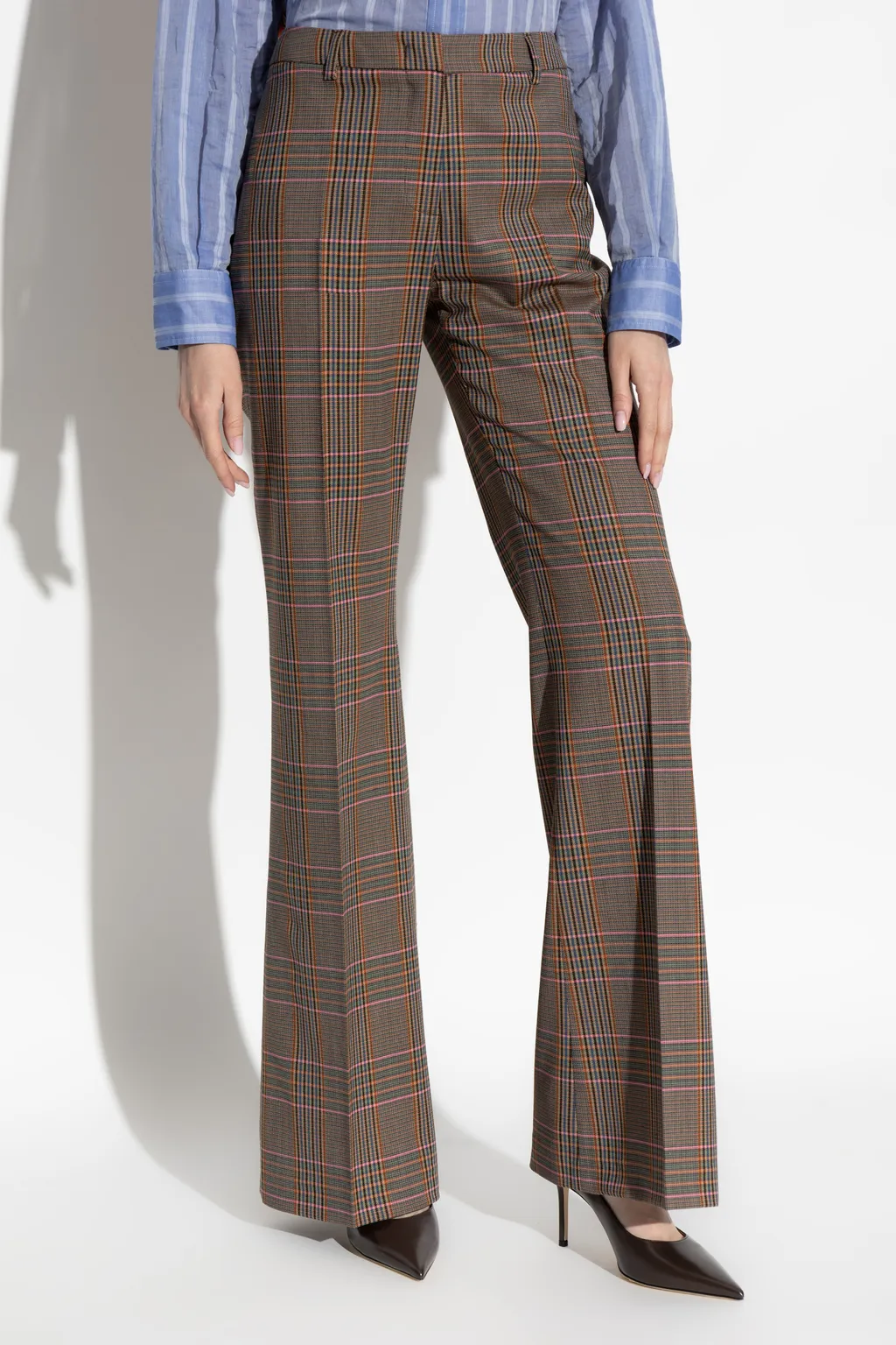 Plaid Pattern Wide-Leg Trousers