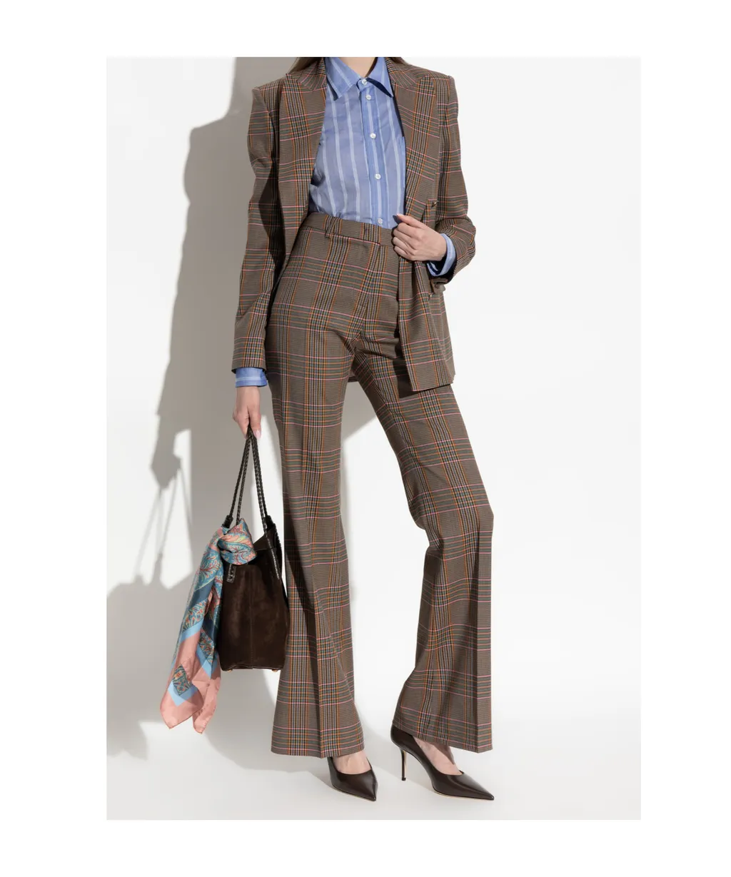 Plaid Pattern Wide-Leg Trousers