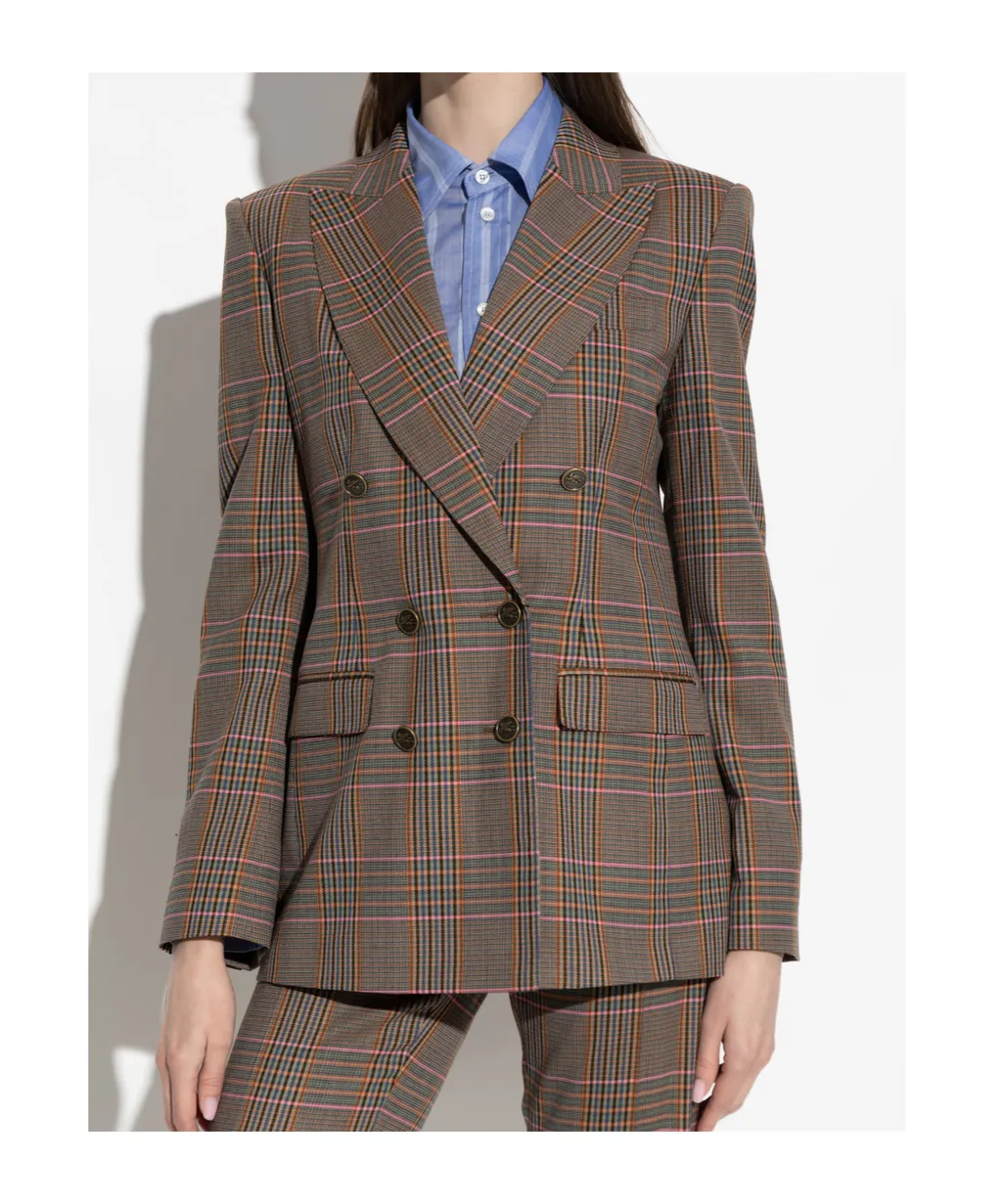 Double Breasted Checked Blazer
