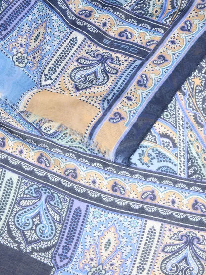 Paisley Printed Frayed-Edge Scarf
