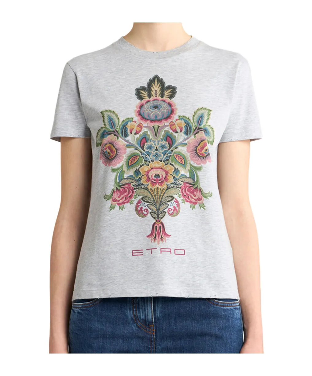 Cotton T-Shirt With Placed Print