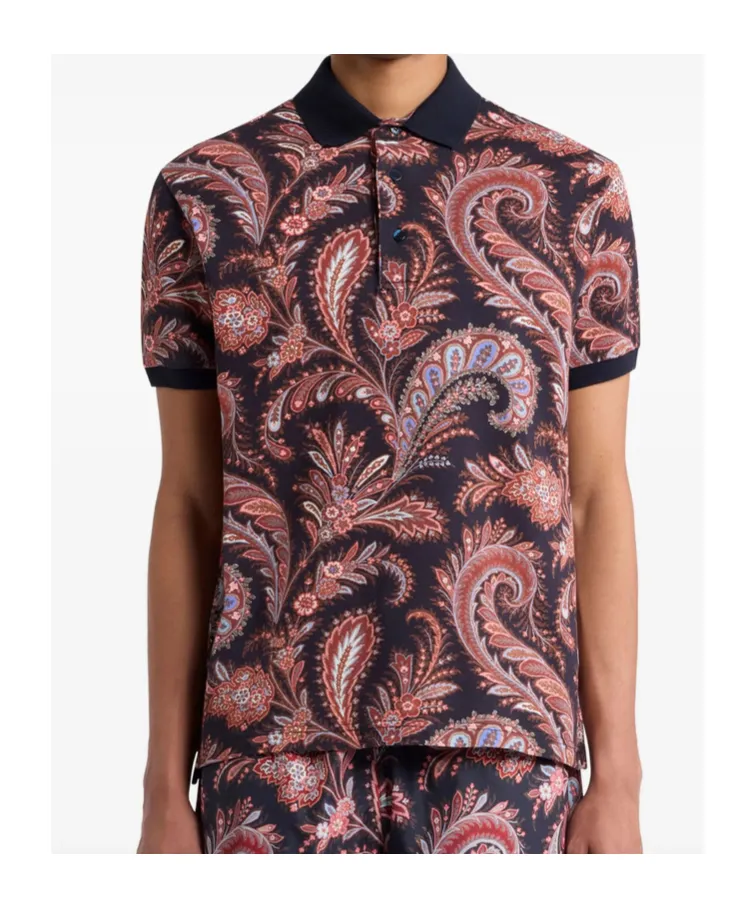 Floral Paisley Cotton Polo Shirt
