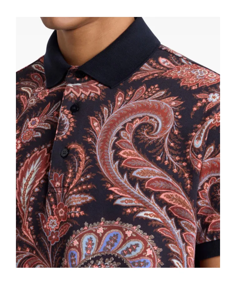 Floral Paisley Cotton Polo Shirt