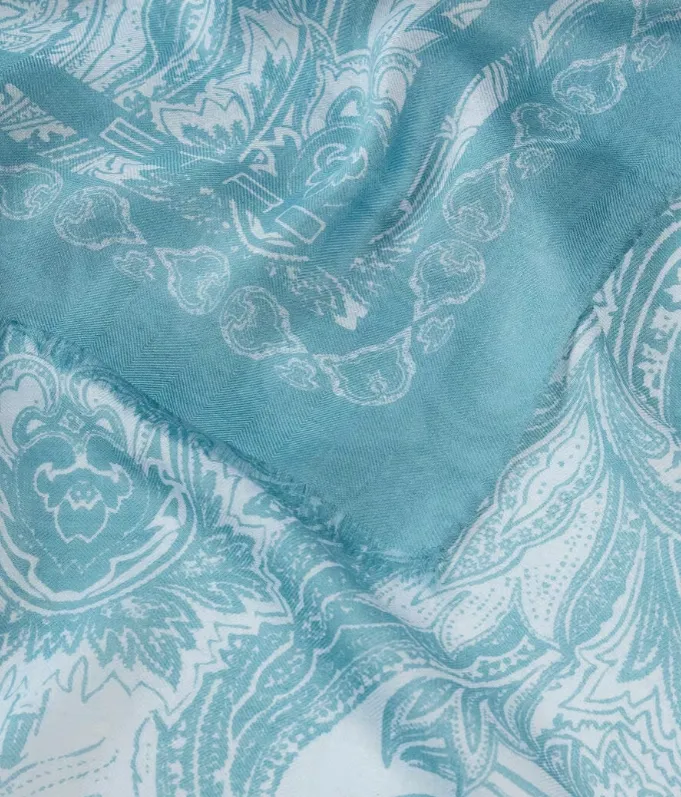 Paisley Printed Frayed Edge Scarf