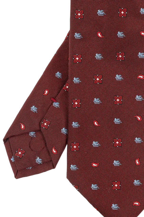 Floral Logo Embroidered Pointed-Tip Tie