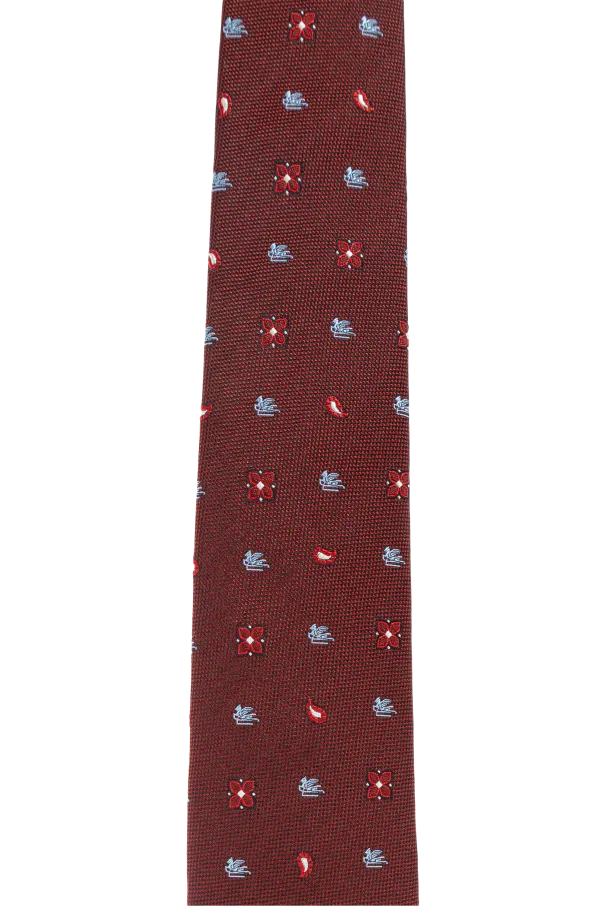 Floral Logo Embroidered Pointed-Tip Tie