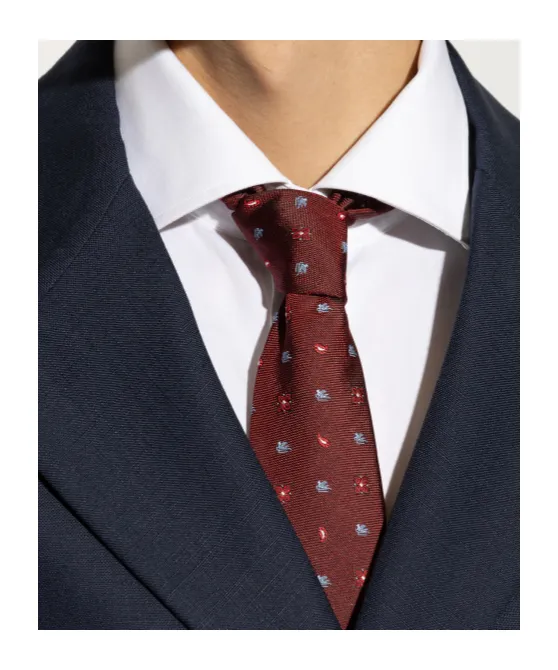 Floral Logo Embroidered Pointed-Tip Tie