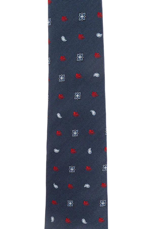 Floral Logo Embroidered Pointed-Tip Tie