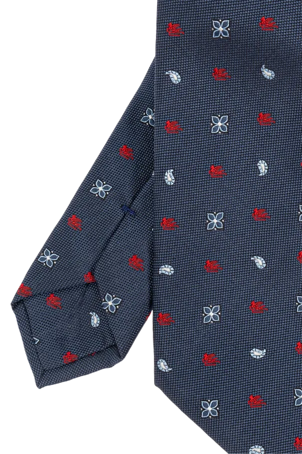 Floral Logo Embroidered Pointed-Tip Tie