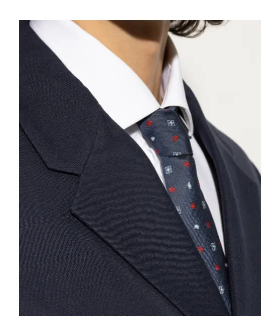Floral Logo Embroidered Pointed-Tip Tie
