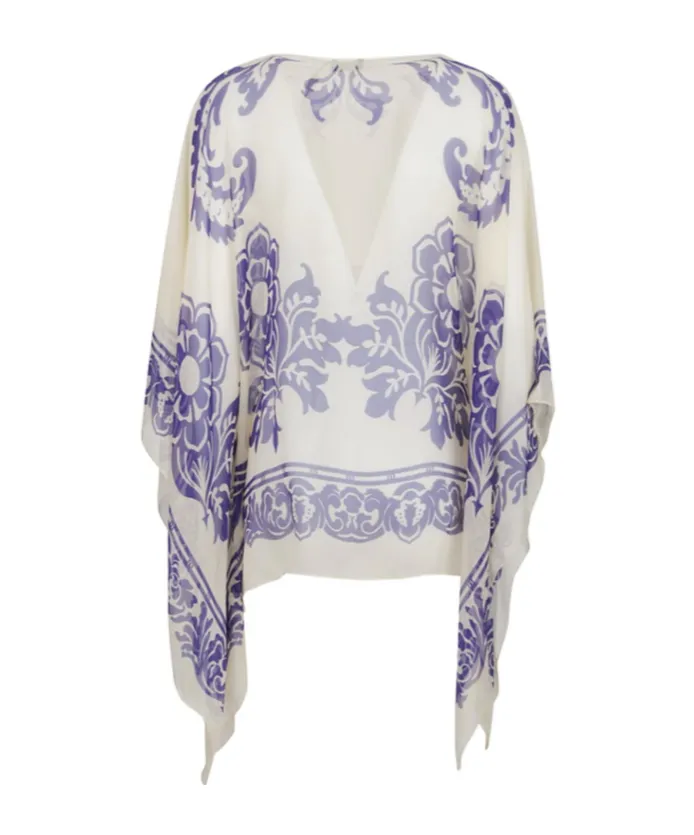 All-Over Paisley Printed Satin Cape