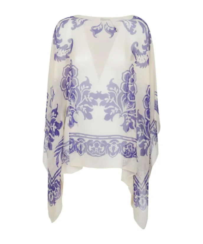All-Over Paisley Printed Satin Cape