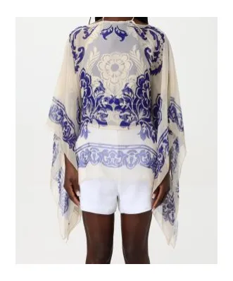 All-Over Paisley Printed Satin Cape