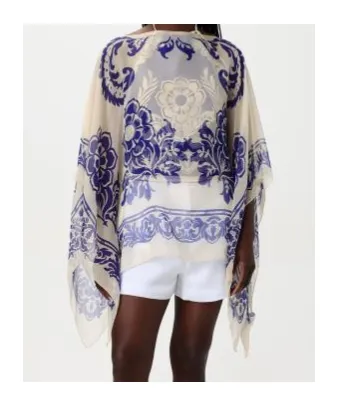 All-Over Paisley Printed Satin Cape