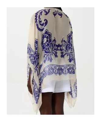 All-Over Paisley Printed Satin Cape
