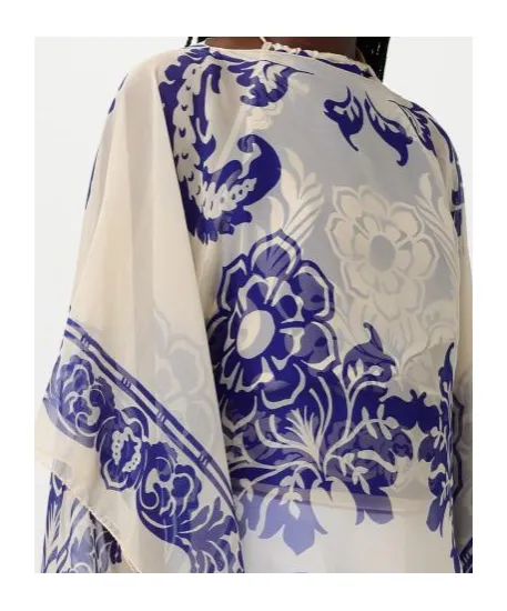 All-Over Paisley Printed Satin Cape