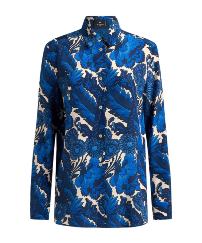 Floral Printed Long-Sleeved Shirt