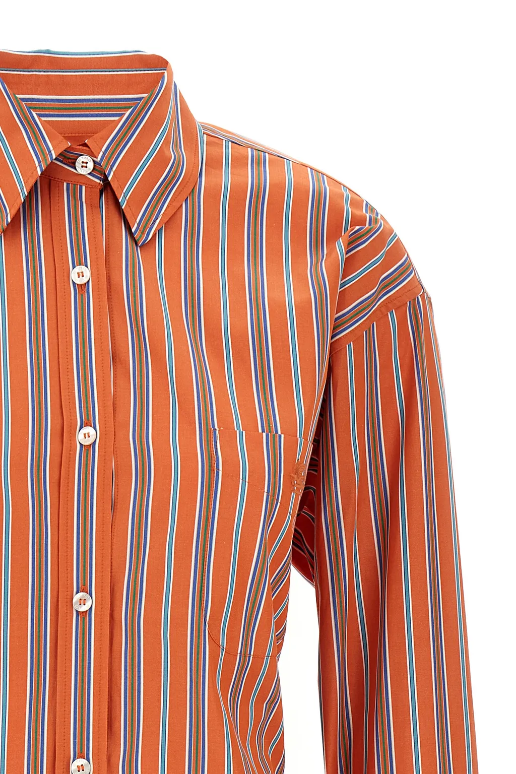 Knot Detailed Striped Poplin Shirt