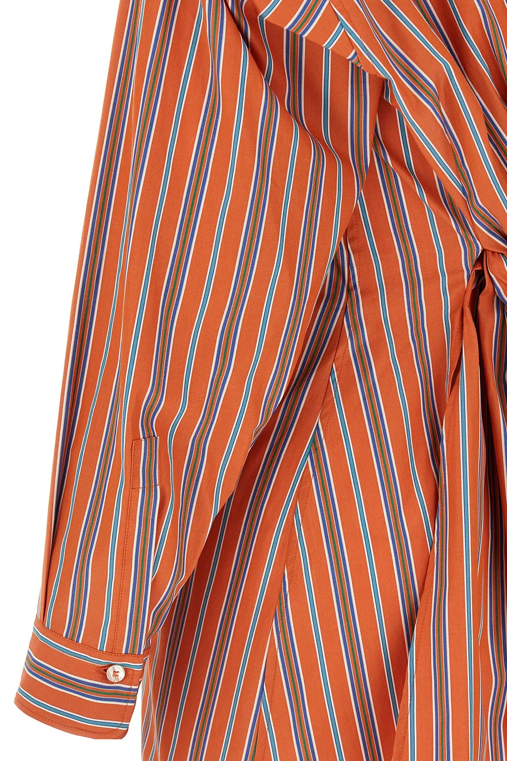 Knot Detailed Striped Poplin Shirt
