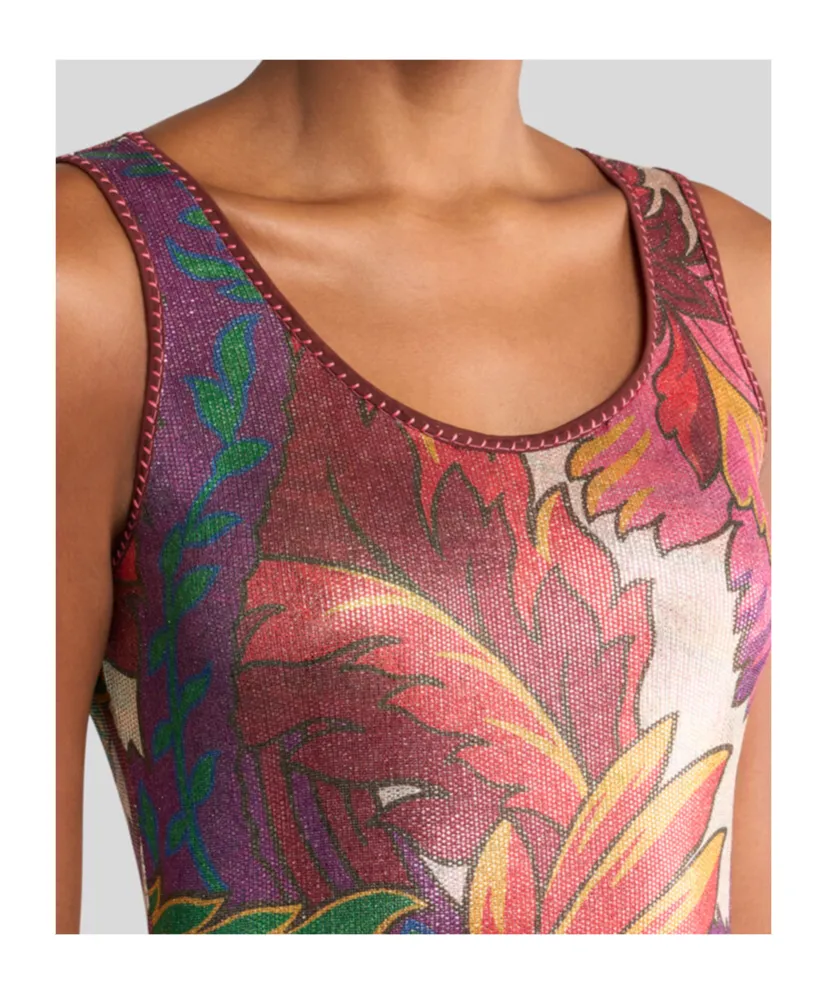 Maxi Floral Printed Laminated Jersey Dress