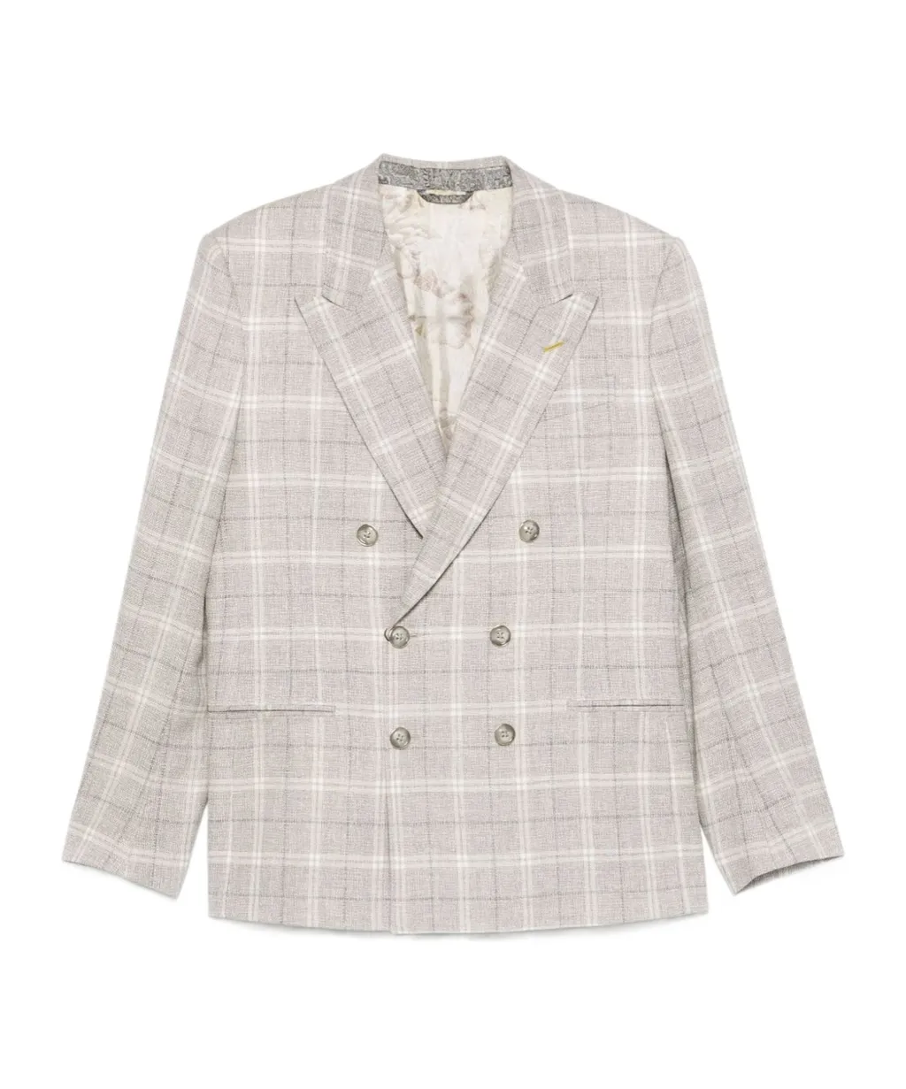 Double-Breasted Checked Blazer