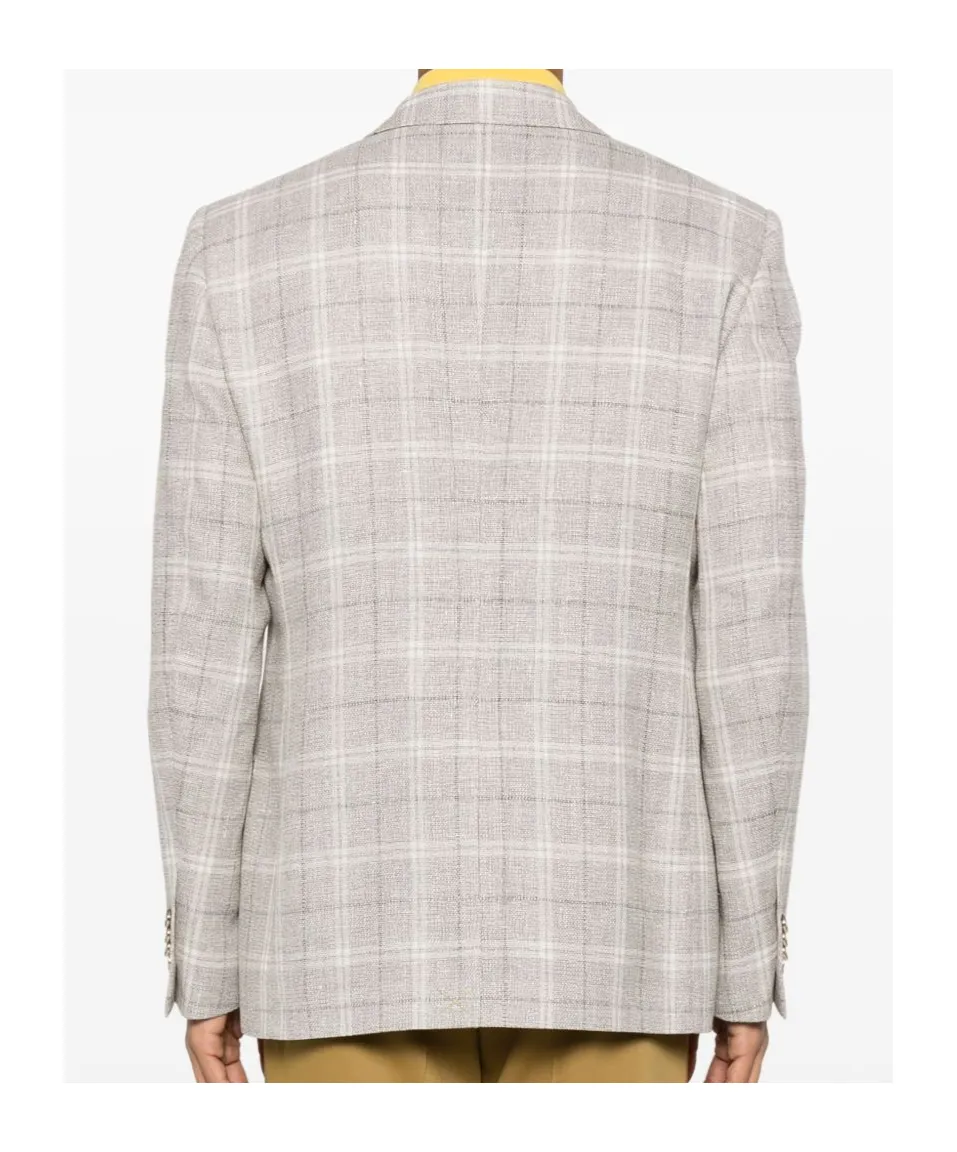 Double-Breasted Checked Blazer