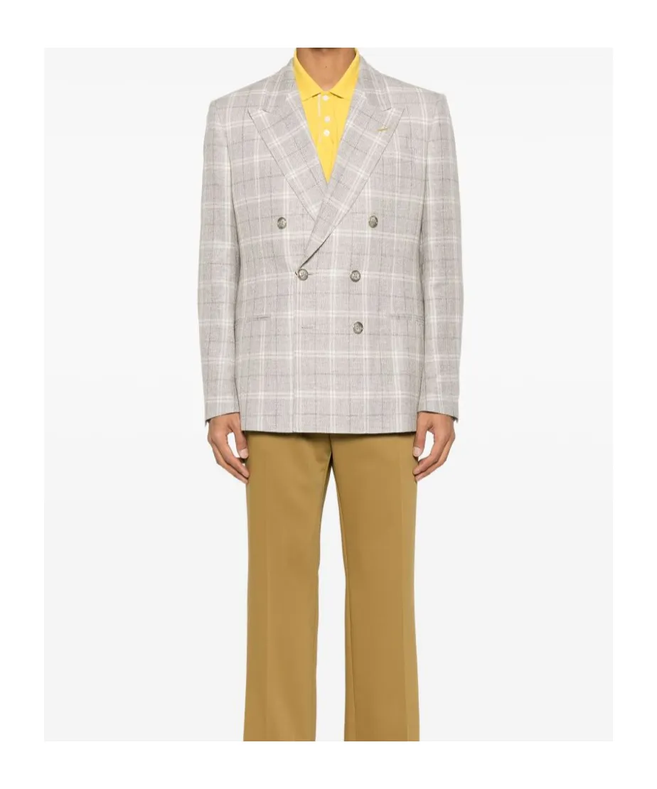 Double-Breasted Checked Blazer