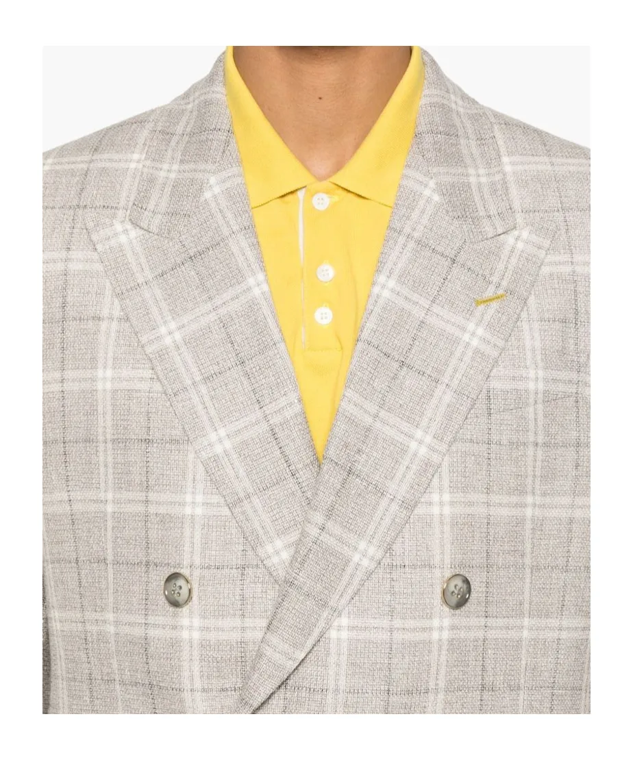 Double-Breasted Checked Blazer
