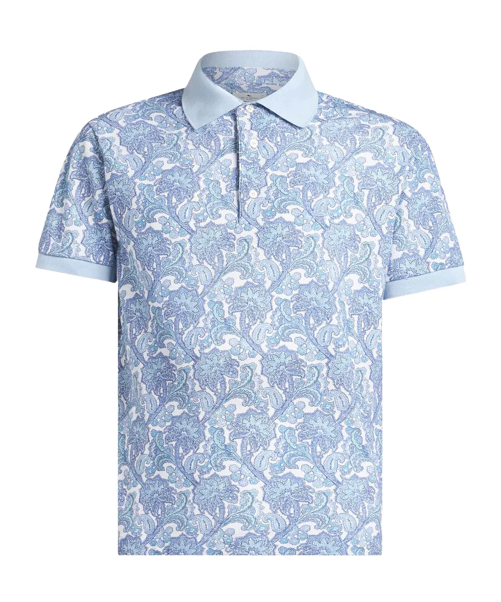 Paisley-Printed Short Sleeved Polo Shirt