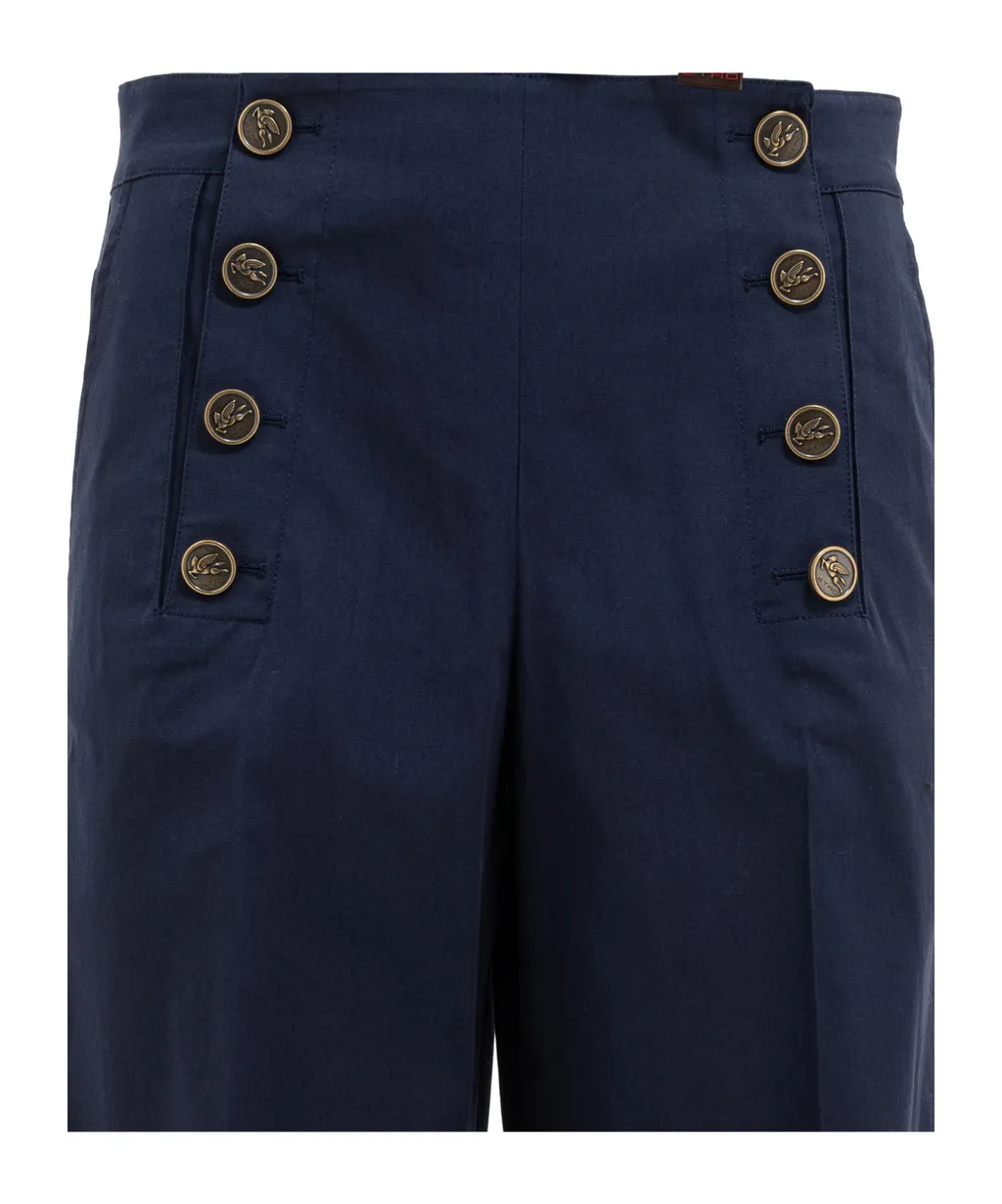 Button Detailed Plazzeo Pleated Pants