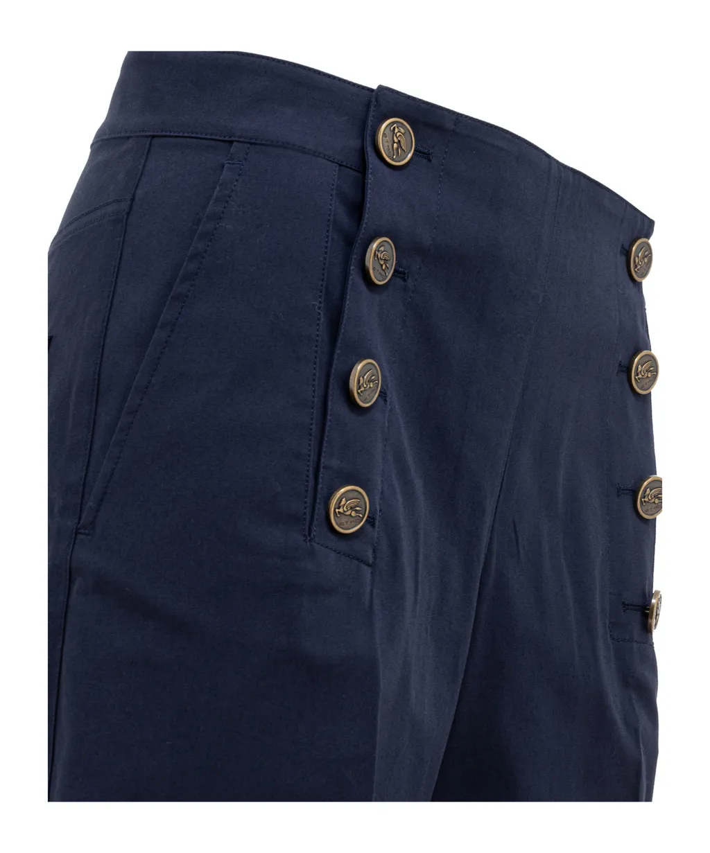 Button Detailed Plazzeo Pleated Pants