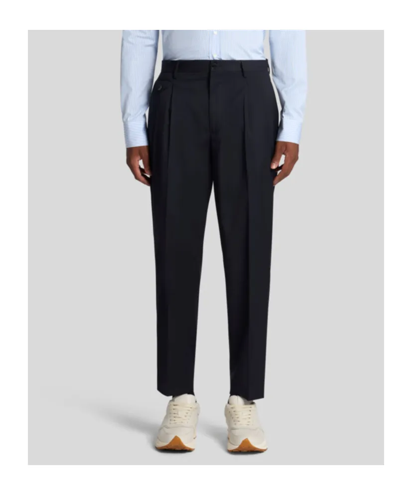 Carrot-Leg Wool Trousers