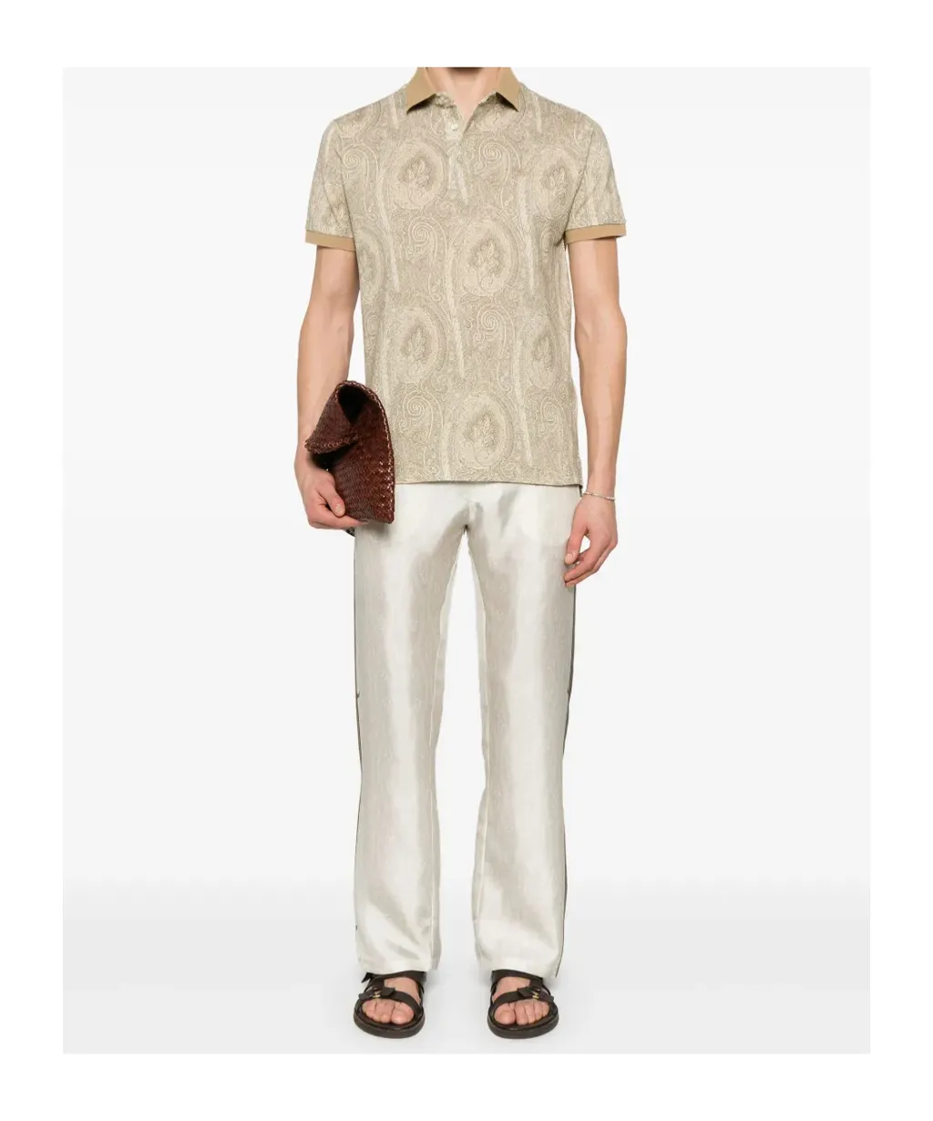 Paisley Printed Short-Sleeved Polo Shirt