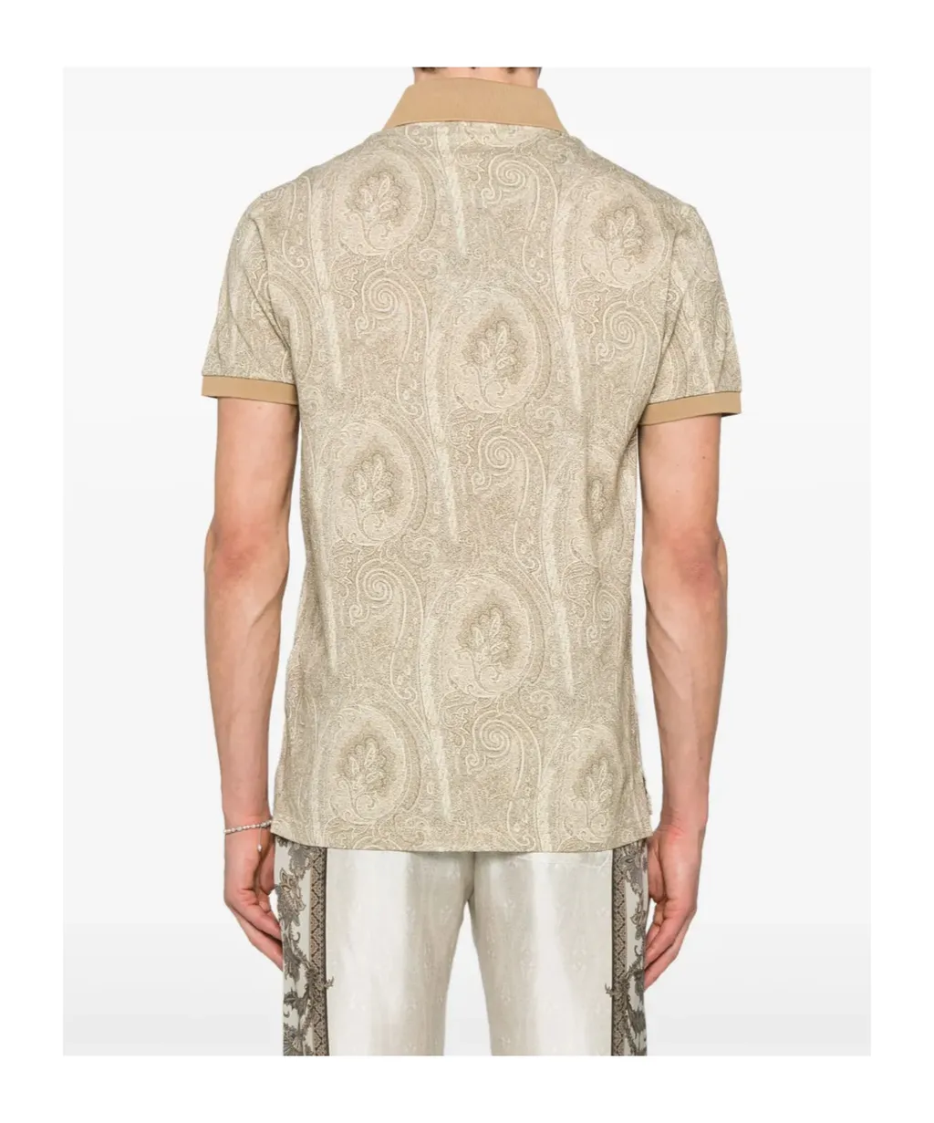 Paisley Printed Short-Sleeved Polo Shirt