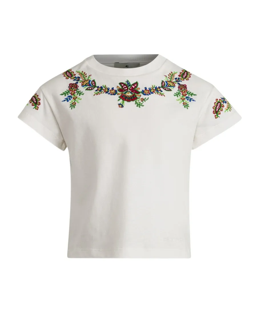 Floral Embroidered Crewneck T-Shirt