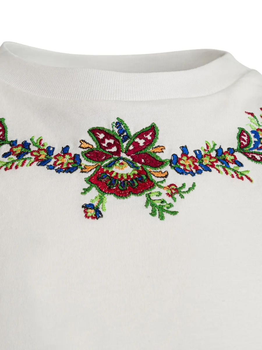 Floral Embroidered Crewneck T-Shirt