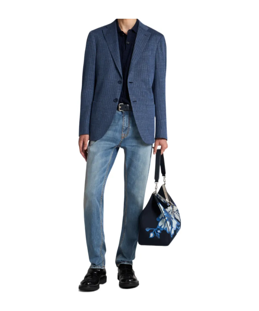 Linen-Blend Jersey Blazer