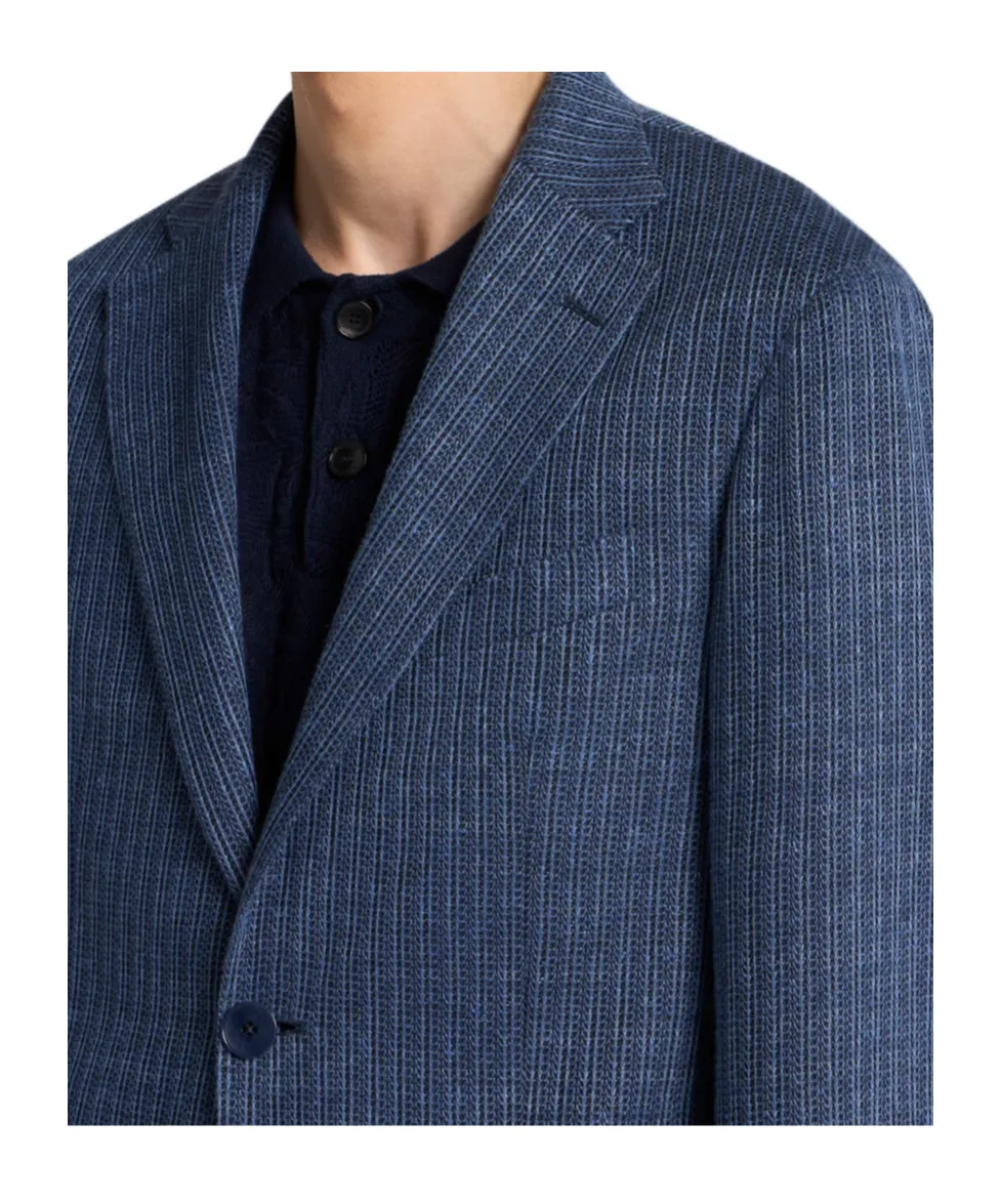 Linen-Blend Jersey Blazer