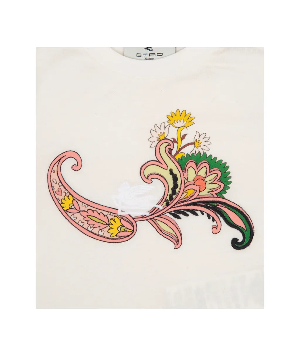 Paisley-Embroidered T-Shirt