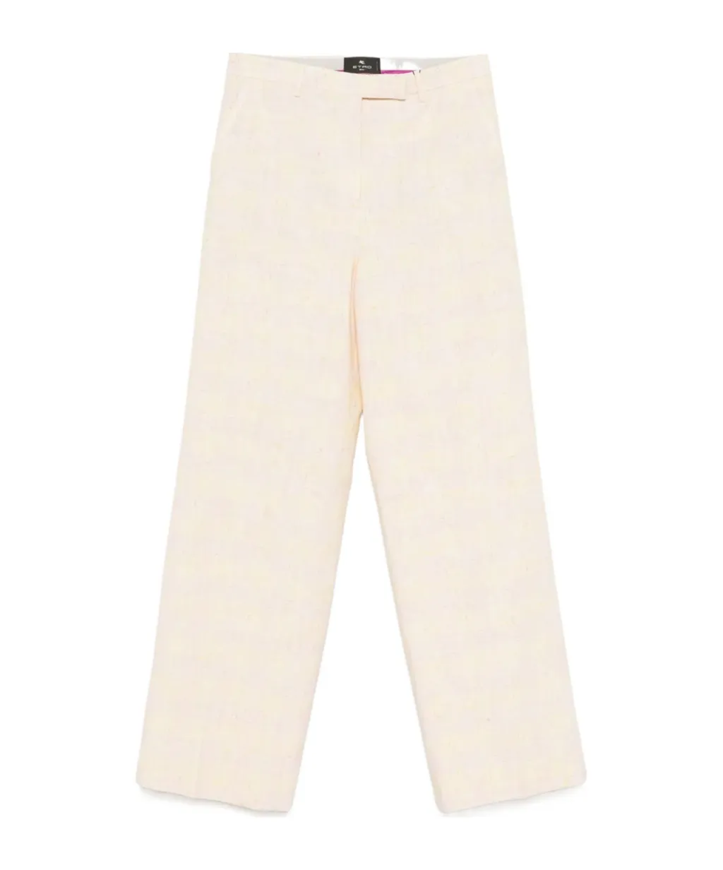 Slub-Texture Creased Trousers