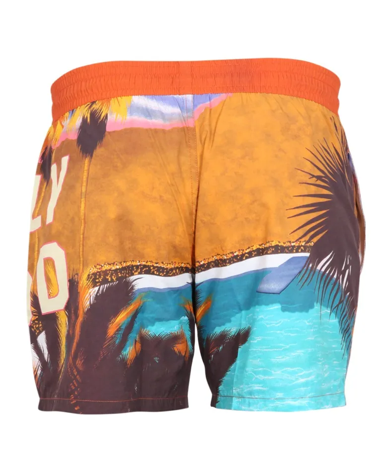 Landscape Printed Drawstring Swim Shorts