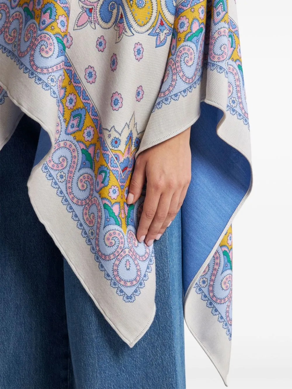 Floral-Print Asymmetric Cape