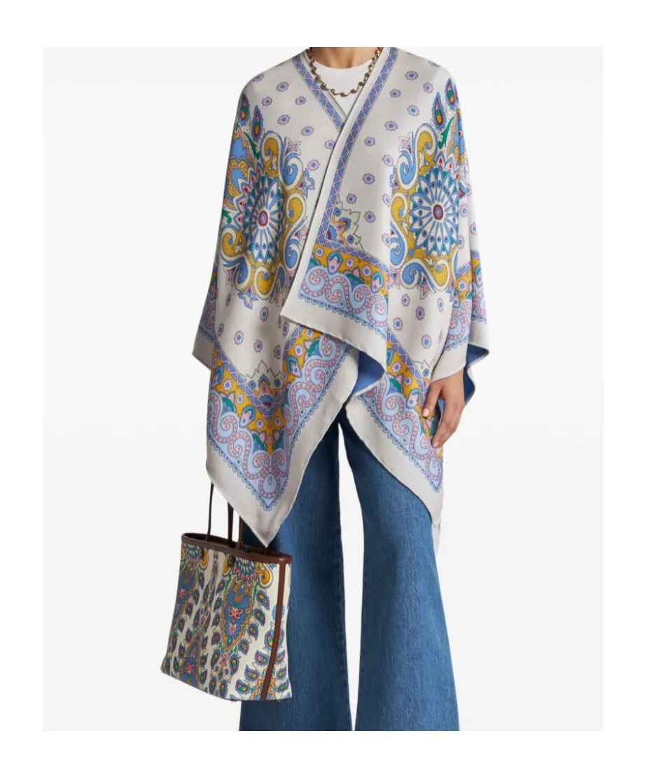 Floral-Print Asymmetric Cape