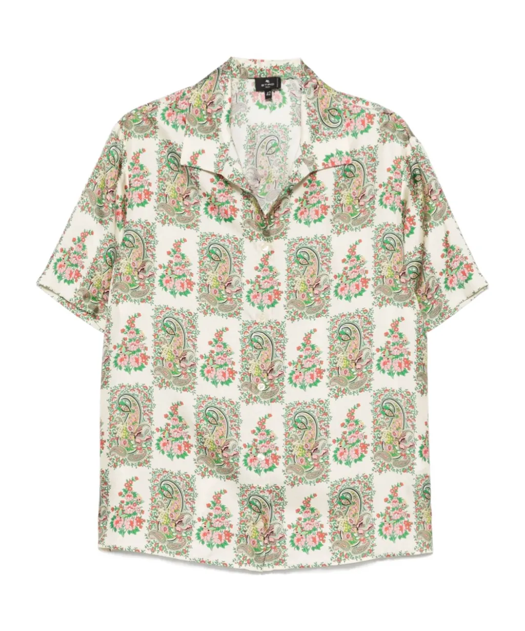 Floral-Printed Short Sleeved Shirt