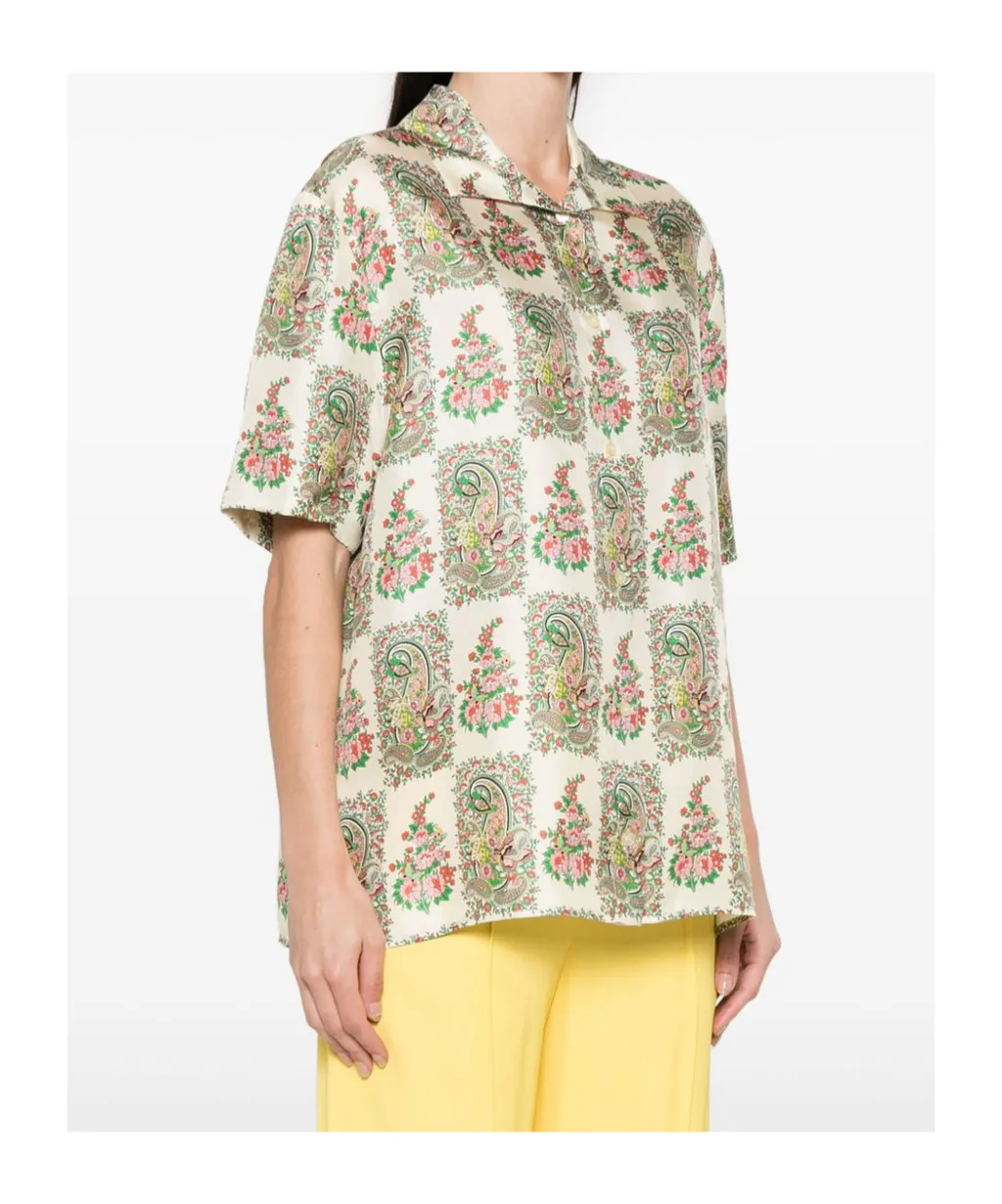 Floral-Printed Short Sleeved Shirt