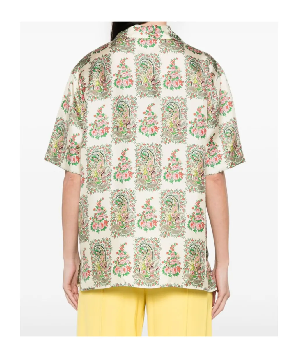 Floral-Printed Short Sleeved Shirt