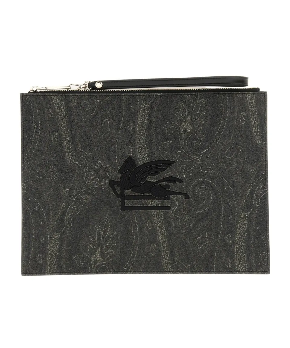 Paisley Jacquard Zipped Clutch Bag