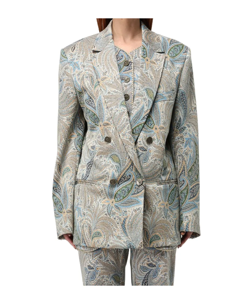 Double Breasted Paisley Jacquard Jacket